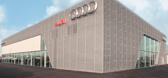 Perforated and anodised aluminium sheets used for Audi Terminal in Bitterfeld 